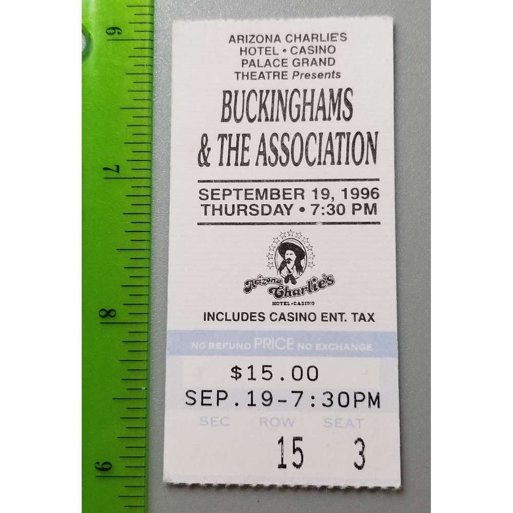THE ASSOCIATION THE BUCKINGHAMS and  Concert Ticket Stub 1996